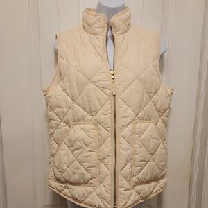 J. Crew Cream Color Quilted Vest Size Medium